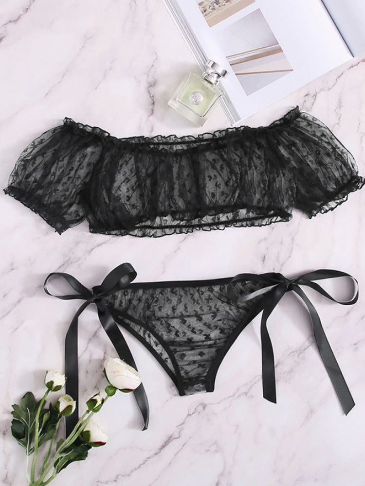 Plus Size Non-Slip Off-Shoulder Tube Top Lace Sexy Lingerie Set
