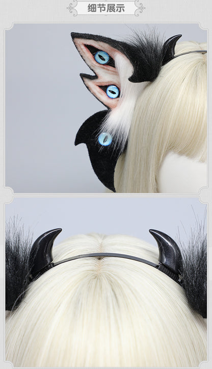 Dark Simulation Beast Ear Headband Plush Tentacles Halloween Party Costume
