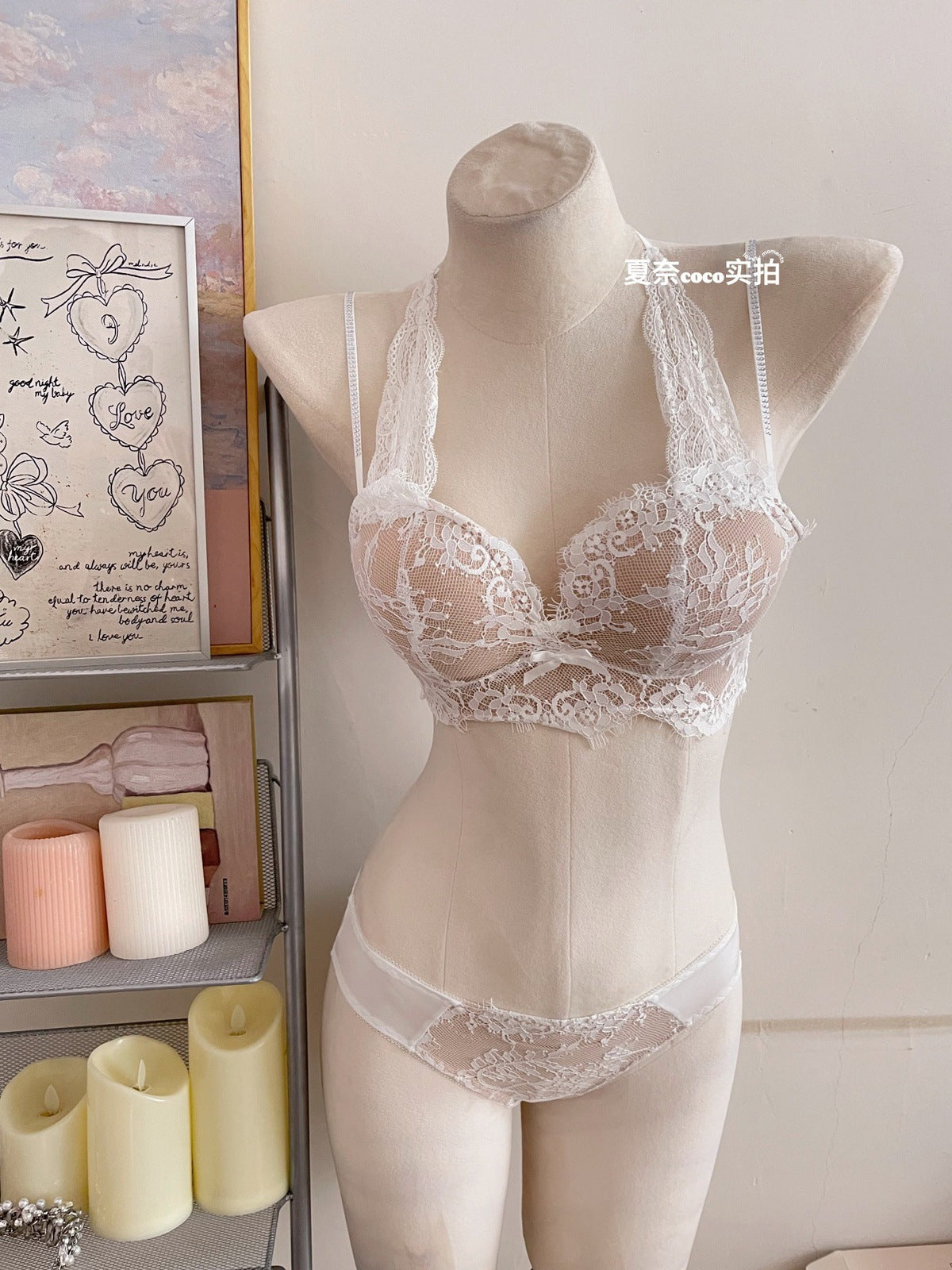 Halter Neck Beauty Back Bra Set Small Chest Gathering Pure Desire Sexy