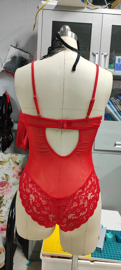 Christmas Sexy Bunny Girl Uniform Temptation Lace See-through Sexy Jumpsuit
