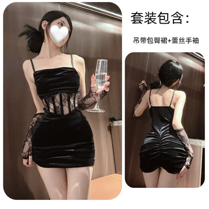 Sexy Pure Desire Lingerie Velvet Bodycon Nightdress