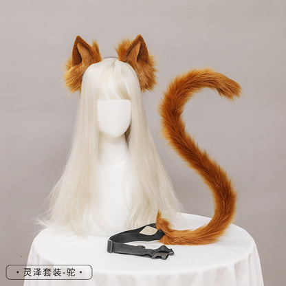 Cute Cat Ear and Tail Set Realistic Plush Handmade Texture