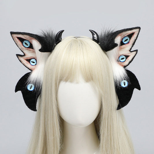 Dark Simulation Beast Ear Headband Plush Tentacles Halloween Party Costume