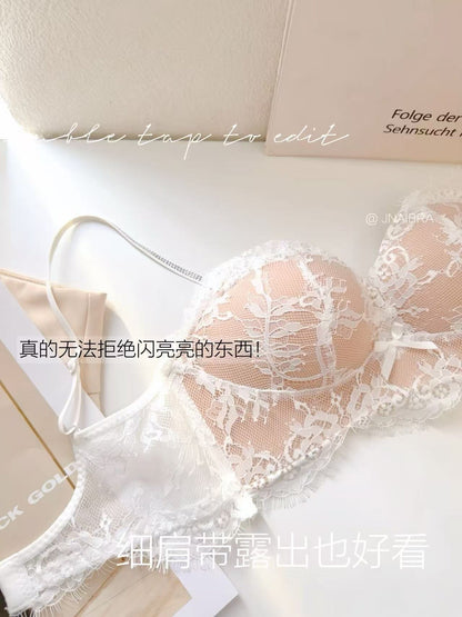 Halter Neck Beauty Back Bra Set Small Chest Gathering Pure Desire Sexy