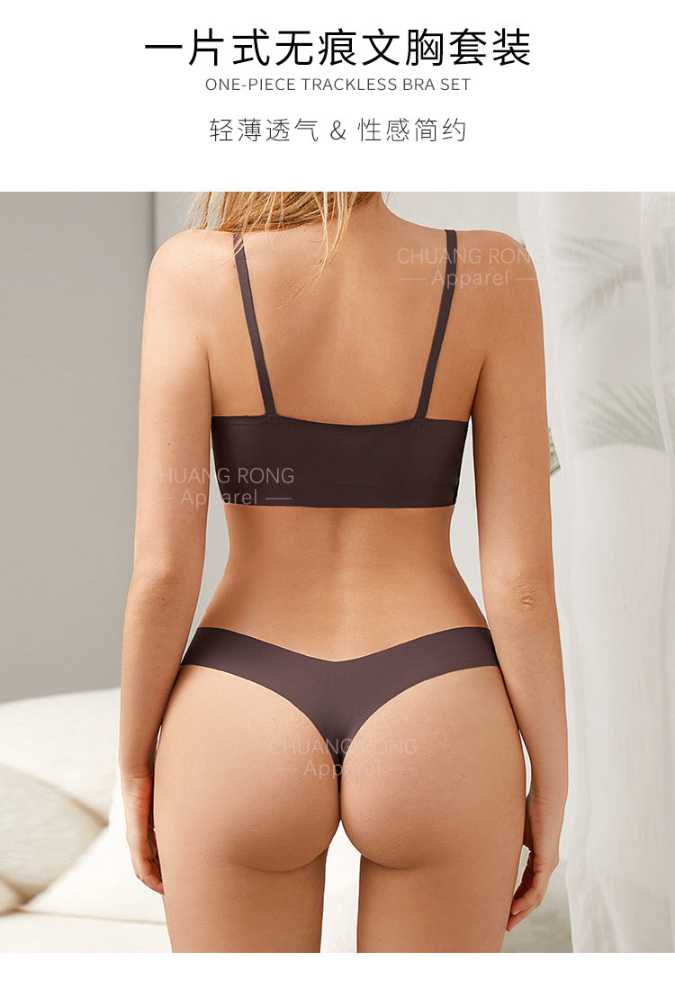 Plus Size Sexy Bra Set Seamless Wireless Small Chest Push-Up Leopard Print Lingerie
