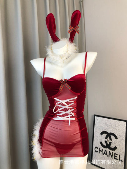 Bunny Girl Cos Uniform Adult Sexy Lingerie See Through Set