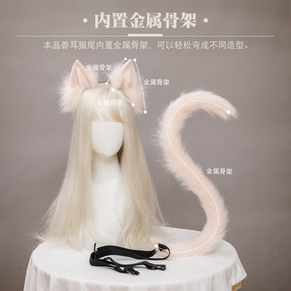 Cute Cat Ear and Tail Set Realistic Plush Handmade Texture