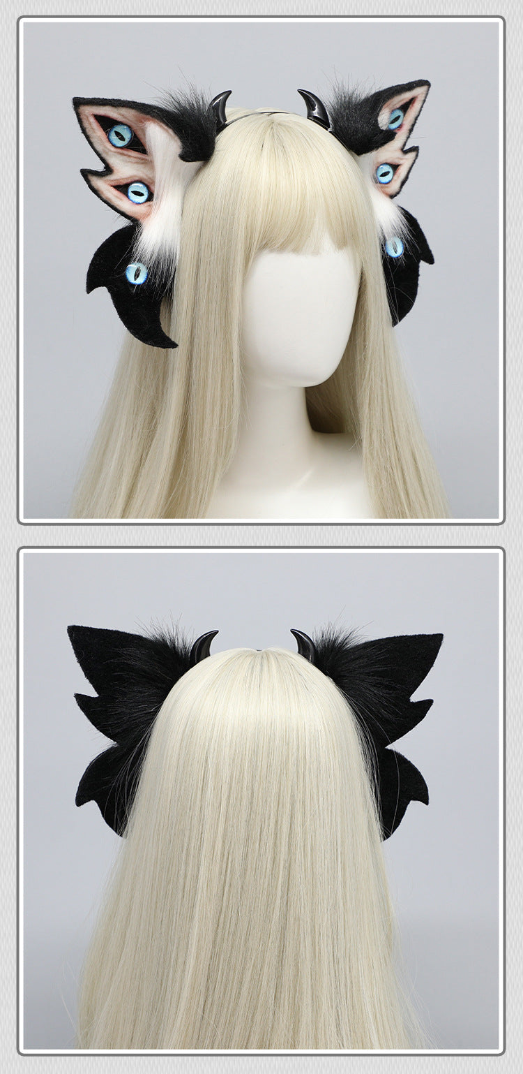 Dark Simulation Beast Ear Headband Plush Tentacles Halloween Party Costume