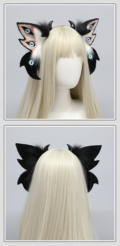 Dark Simulation Beast Ear Headband Plush Tentacles Halloween Party Costume