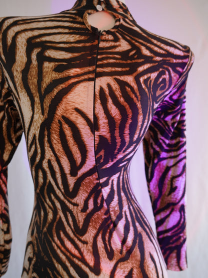 Mono de manga larga con estampado de leopardo hueco salvaje