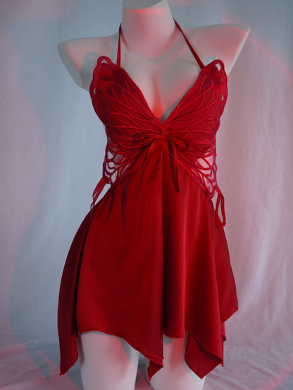 Summer Ice Silk Backless Butterfly Camisole Pajamas