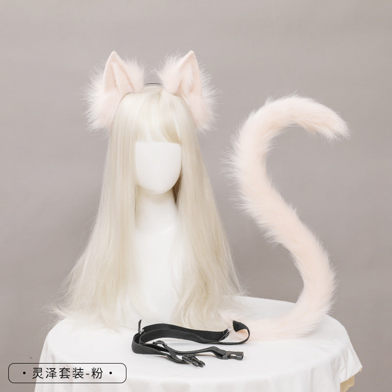 Cute Cat Ear and Tail Set Realistic Plush Handmade Texture