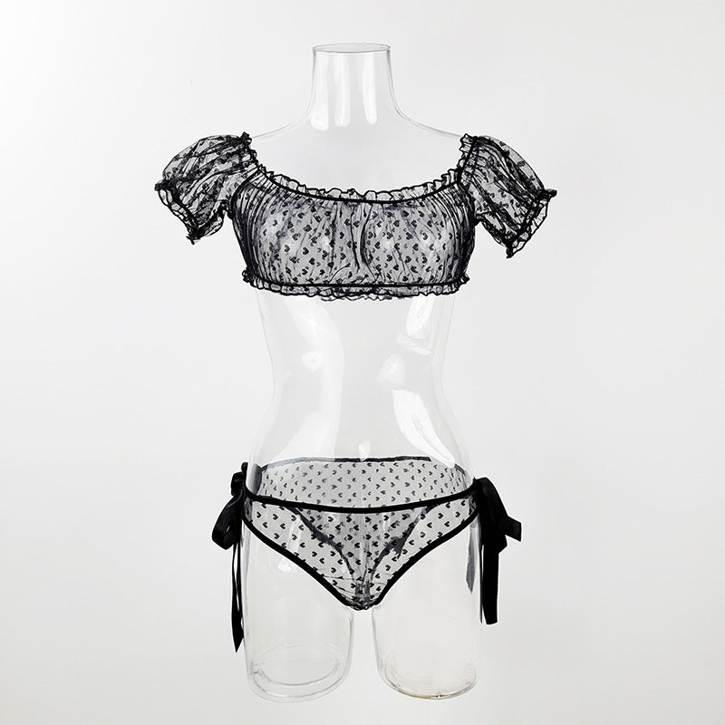 Plus Size Non-Slip Off-Shoulder Tube Top Lace Sexy Lingerie Set