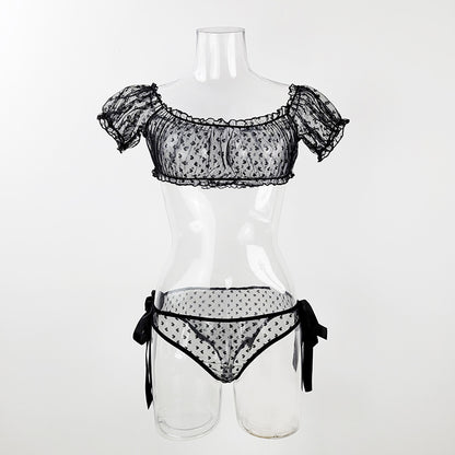 Plus Size Non-Slip Off-Shoulder Tube Top Lace Sexy Lingerie Set