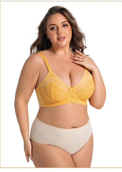 Sexy Lace Bra Plus Size Underwear Ultra-Thin Mesh Push Up Bra
