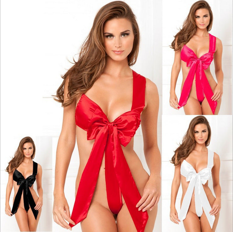 Christmas Sexy Lingerie Adult Sexy Bow Three-Point Jumpsuit