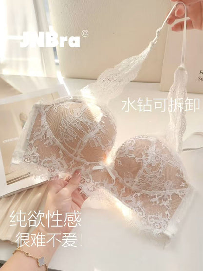 Halter Neck Beauty Back Bra Set Small Chest Gathering Pure Desire Sexy
