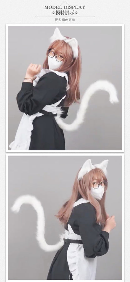 Cute Cat Ear and Tail Set Realistic Plush Handmade Texture
