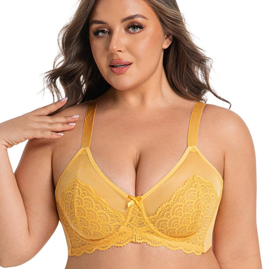 Sexy Lace Bra Plus Size Underwear Ultra-Thin Mesh Push Up Bra