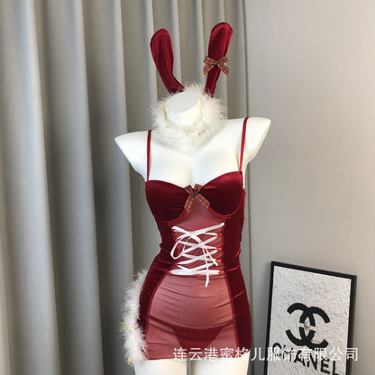 Bunny Girl Cos Uniform Adult Sexy Lingerie See Through Set