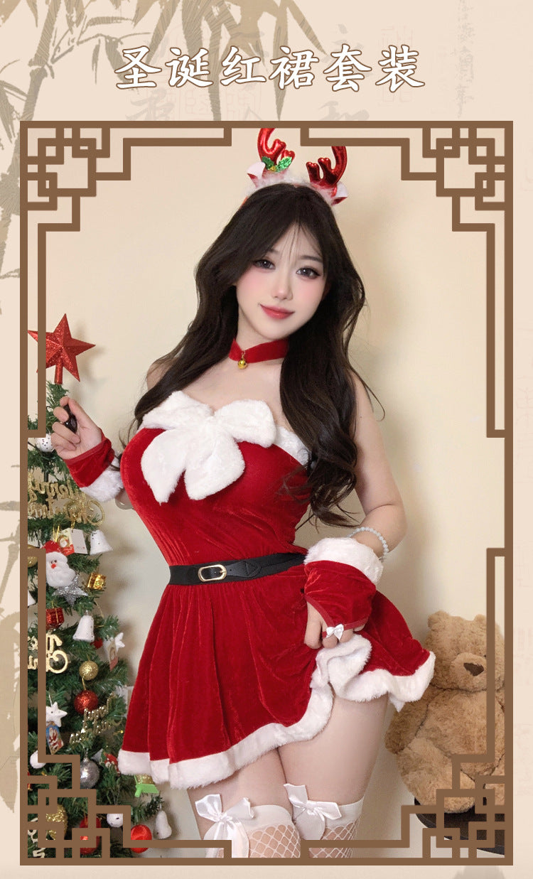 Sexy Gold Velvet Sexy Christmas Costume