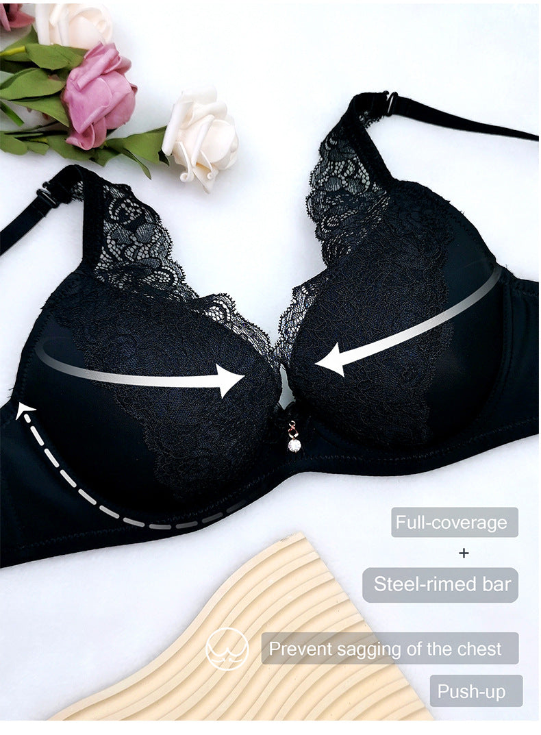 Sexy Deep V Plus Size Bra Soft Underwire Lace 3D Shaping