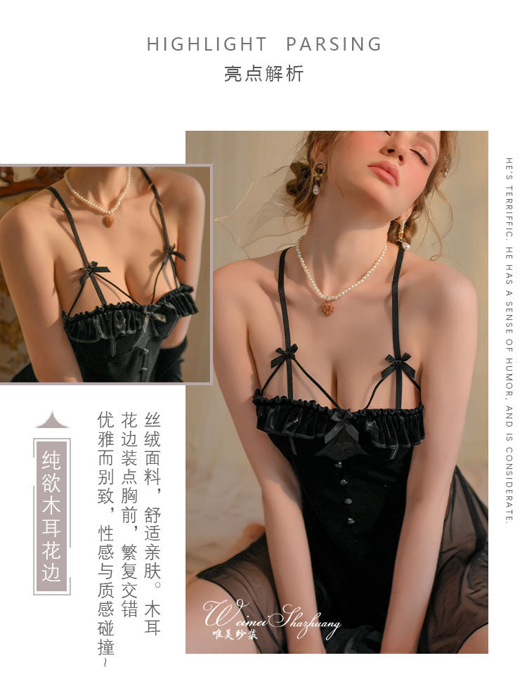 Sexy see-through seductive camisole dress lace nightdress