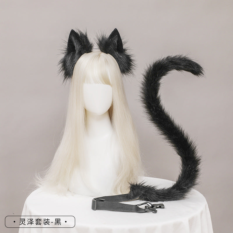 Cute Cat Ear and Tail Set Realistic Plush Handmade Texture
