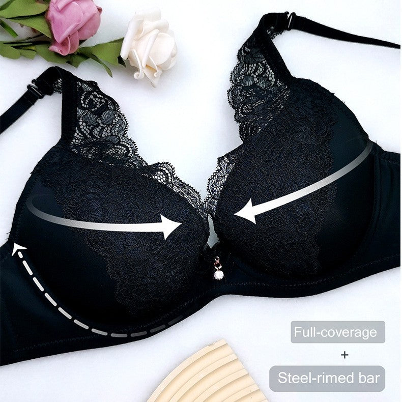 Sexy Deep V Plus Size Bra Soft Underwire Lace 3D Shaping