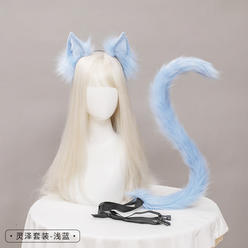 Cute Cat Ear and Tail Set Realistic Plush Handmade Texture