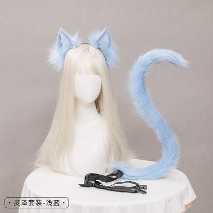 Cute Cat Ear and Tail Set Realistic Plush Handmade Texture