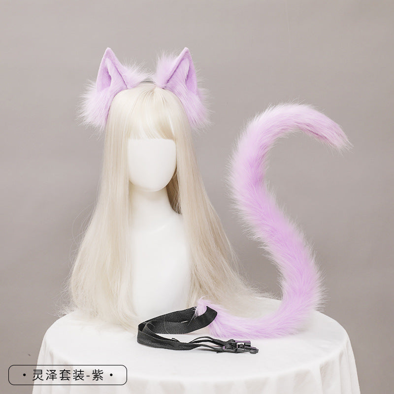 Cute Cat Ear and Tail Set Realistic Plush Handmade Texture