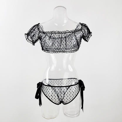 Plus Size Non-Slip Off-Shoulder Tube Top Lace Sexy Lingerie Set