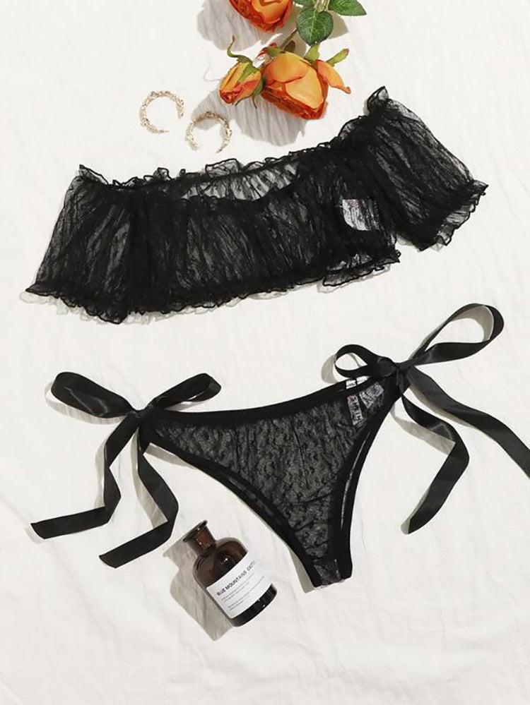 Plus Size Non-Slip Off-Shoulder Tube Top Lace Sexy Lingerie Set