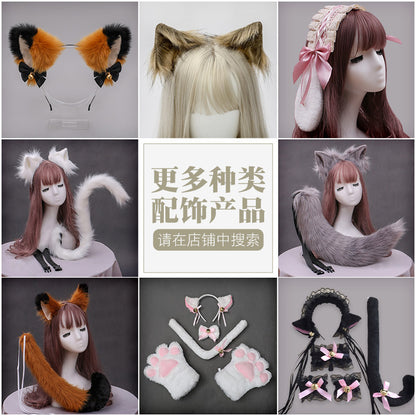 Cute Cat Ear and Tail Set Realistic Plush Handmade Texture