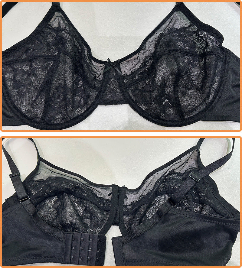 Plus Size Slimming Push-Up Bra Sheer Lace French Style Sexy