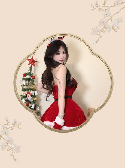 Sexy Gold Velvet Sexy Christmas Costume