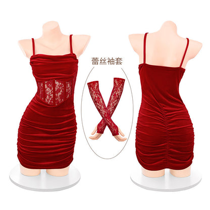 Sexy Pure Desire Lingerie Velvet Bodycon Nightdress