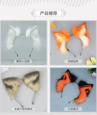 Dark Simulation Beast Ear Headband Plush Tentacles Halloween Party Costume