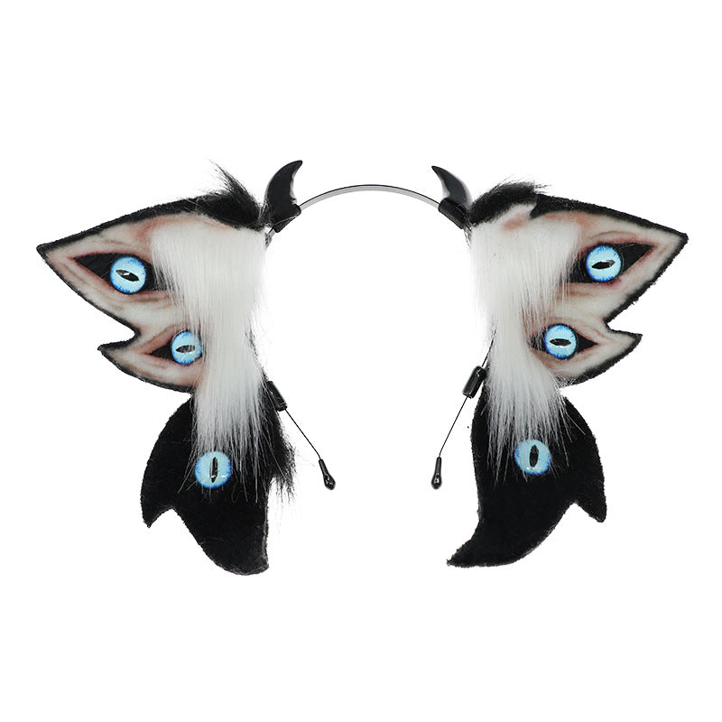 Dark Simulation Beast Ear Headband Plush Tentacles Halloween Party Costume