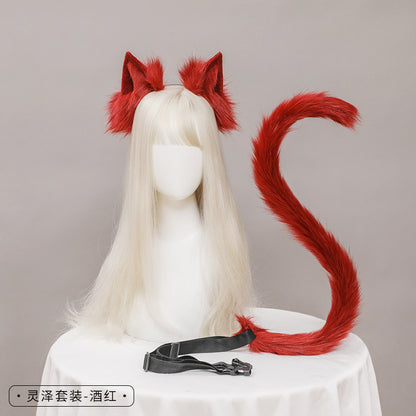 Cute Cat Ear and Tail Set Realistic Plush Handmade Texture