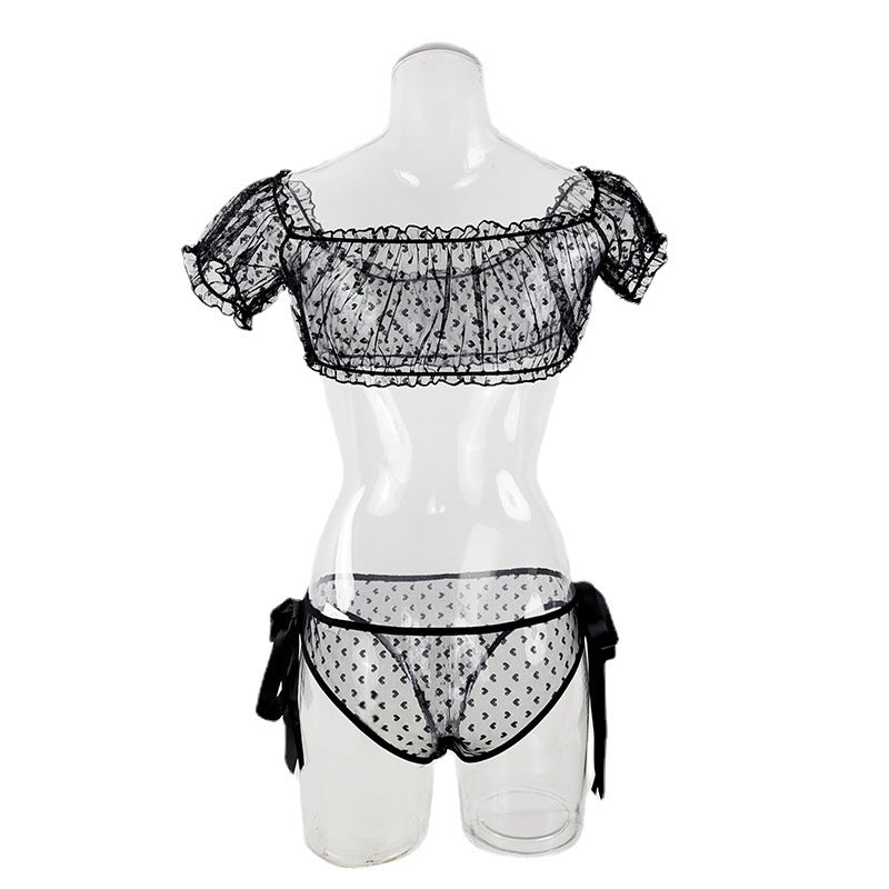 Plus Size Non-Slip Off-Shoulder Tube Top Lace Sexy Lingerie Set