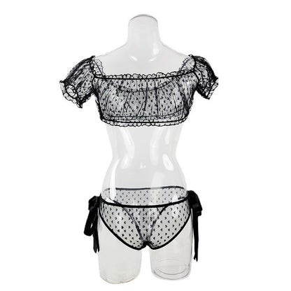 Plus Size Non-Slip Off-Shoulder Tube Top Lace Sexy Lingerie Set