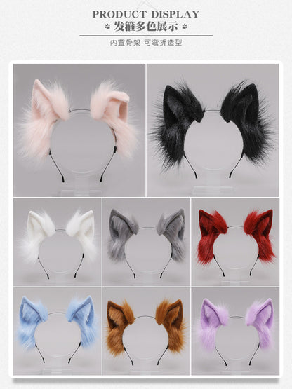 Cute Cat Ear and Tail Set Realistic Plush Handmade Texture