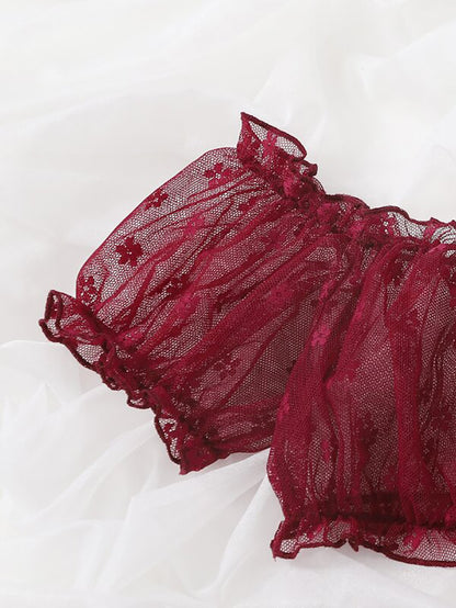 Plus Size Non-Slip Off-Shoulder Tube Top Lace Sexy Lingerie Set
