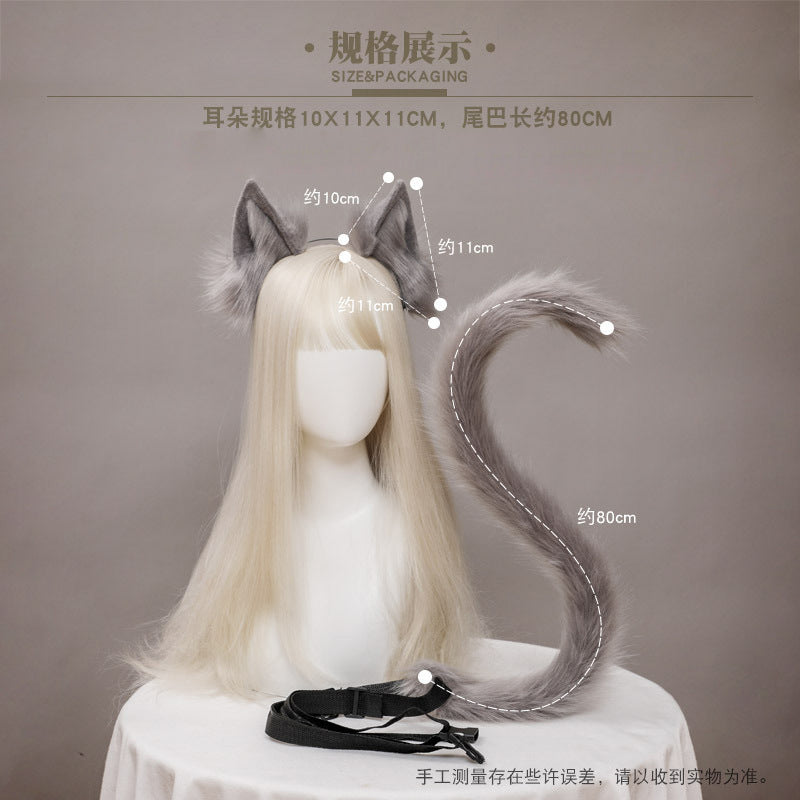 Cute Cat Ear and Tail Set Realistic Plush Handmade Texture