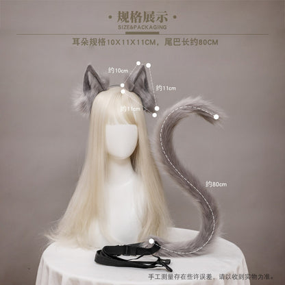 Cute Cat Ear and Tail Set Realistic Plush Handmade Texture