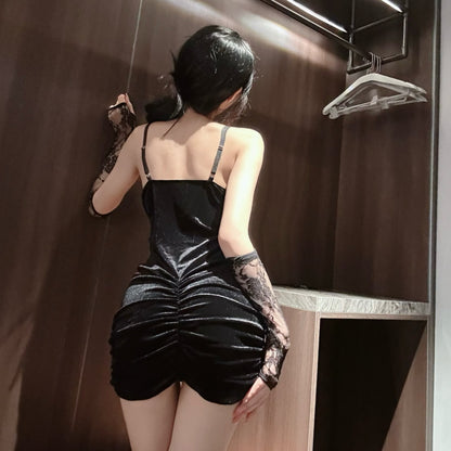Sexy Pure Desire Lingerie Velvet Bodycon Nightdress