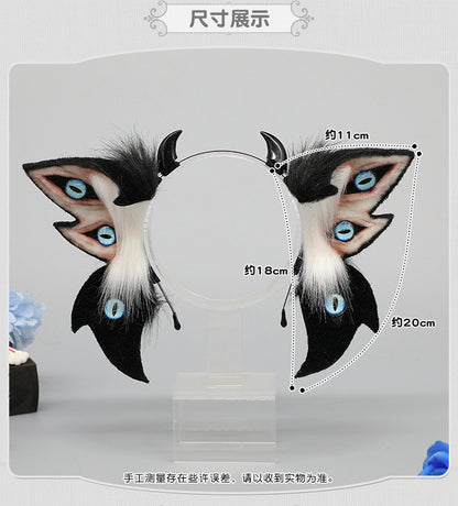 Dark Simulation Beast Ear Headband Plush Tentacles Halloween Party Costume