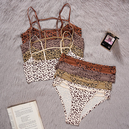 Leopard Print Plus Size Adjustable Bra, Beautiful Back, Gathered, Sexy Seamless